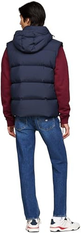 Tommy Jeans Chaleco Hombre Essential Down Vest con Capucha, Azul (Dark Night Navy), S