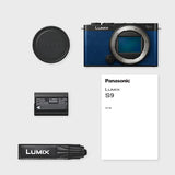Panasonic Lumix DC-S9E-A Cámara para Vlog con Fotograma Completo y Puerta Abierta sin Espejo, 24,2 MP, Vídeo 6K/4K, PDAF 779 Puntos, Estabil. Imagen, Angulo Libre, WiFi 5 GHz, Azul, Cuerpo