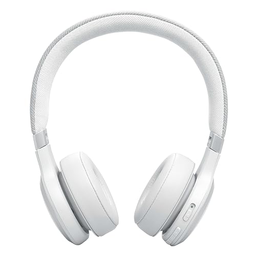 JBL Auriculares inalámbricos circumaurales Live 670 NC, con tecnología Bluetooth y cancelación adaptativa de ruido, hasta 65 horas de reproducción, blanco