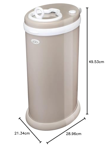 Ubbi Cubo de pañales de acero con bloqueo de olor, no requiere bolsa especial, ahorro de dinero, galardonado, cubo de pañales imprescindible de diseño moderno, color gris pardo