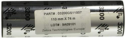 Zebra Technologies Ribbon Cera Zebra, 110mm x 74M, paquete de 12 unidades)