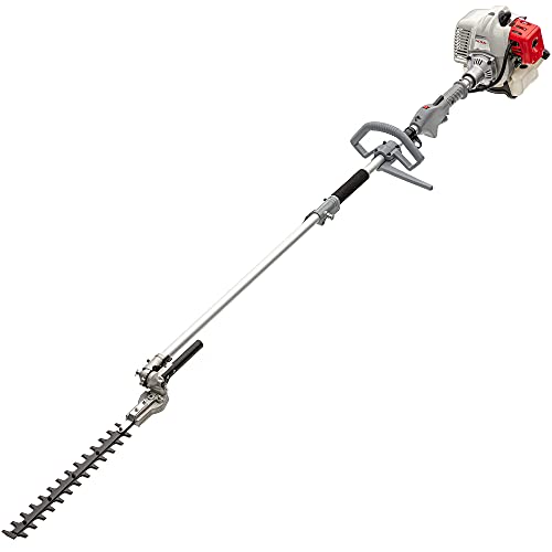 IKRA 73046710 Herramienta multifunción a Gasolina IBKH 33, 4en1: cortabordes, desbrozadora, Cortasetos telescópico y podadora de Altura, 900 W, Gris, Rojo y Negro
