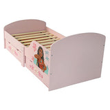 Disney Princess Cama para niñas pequeñas: construcción robusta de madera manufacturada, laterales protegidos, listones de madera, se adapta a colchones de 140 x 70 cm (colchón no incluido)