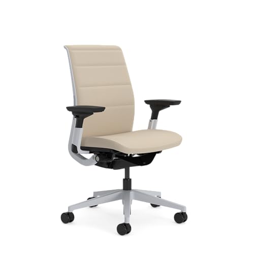 Steelcase Think Glow Up, silla de oficina ergonómica con respaldo de malla, sujeción lumbar regulable en altura y brazos regulables Beige avena
