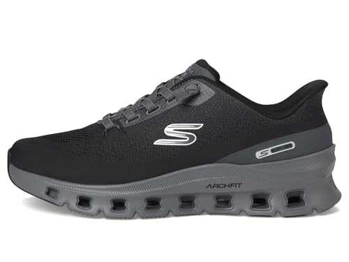 Skechers Arch Fit Glide-Step Pro, Zapatillas Hombre, Black Knit/Charcoal PU, 44 EU