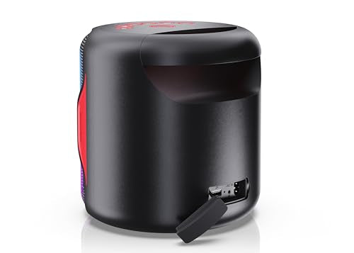 Sharp PS-921(BK) Altavoz Bluetooth portátil con Luces led, Audio 2.1 y 3D. Duo Mode para emparejar con Otro PS-921 en estéreo (TWS) A Prueba de Salpicaduras (IPX5) Adecuado para la Playa, Piscina.