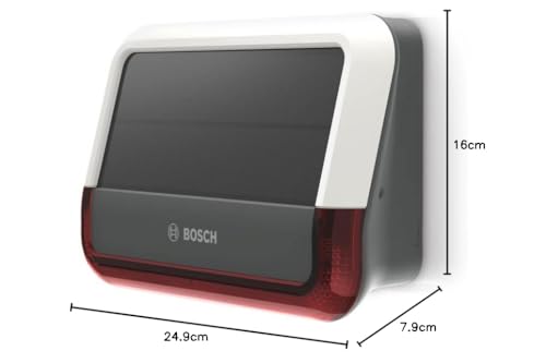 Bosch Smart Home Sirena Exterior, un Sistema de Alarma inalámbrico con Panel Solar, le avisará Mediante notificaciones, Blanco