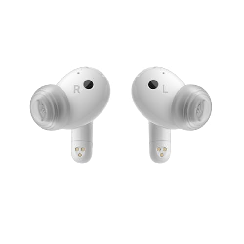 LG Electronics Auriculares Tone Free DT80Q, Bluetooth 5.2 con Sistema de Sonido Meridian y Función de Carga Rápida, Blanco