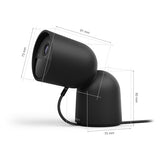Philips Hue Secure Cámara de Video Vigilancia Inteligente con Base, para Exteriores o Interiores, Versión con Cable, Full HD Video, Control de Seguridad e Iluminación en Una Sola App, Negro