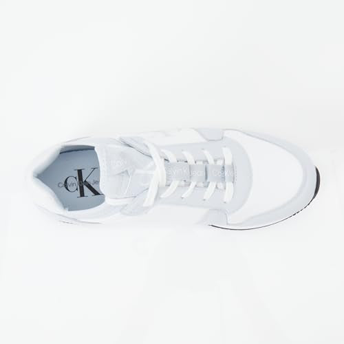 Calvin Klein Runner Sneaker Mujer Sock Laceup de Piel, Multicolor (Plein Air/Bright White), 36