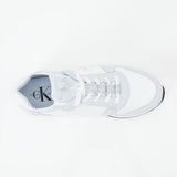 Calvin Klein Runner Sneaker Mujer Sock Laceup de Piel, Multicolor (Plein Air/Bright White), 36