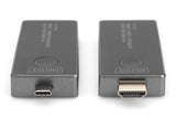 DIGITUS Juego de Extensores de Vídeo Inalámbricos - 30 m de Alcance - Ultra-HD 4k/30Hz - Transmisor con Conector USB-C y Receptor con Conector HDMI - Punto a Punto - Plug&Play - Negro-Plata