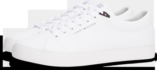 Tommy Hilfiger Sneaker con Suela Vulcanizada Hombre Core Low de Piel, Blanco (White), 43