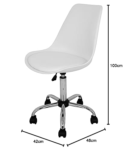 La Silla Española Sanabria Silla de Oficina, Piel Sintética, Blanco, 48x42x100 cm