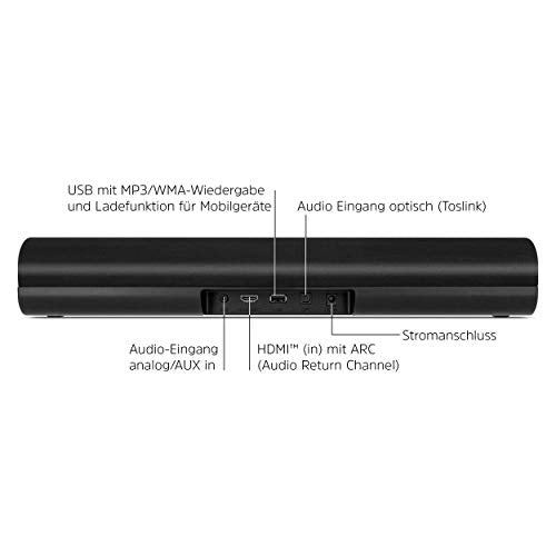 TechniSat AUDIOMASTER SL 450 - Barra de Sonido con Bluethooth (30 W, Puerto USB, HDMI, HDMI ARC, 2.0 Canales, AUXin, Entrada de Audio óptica, Mando a Distancia), Color Negro