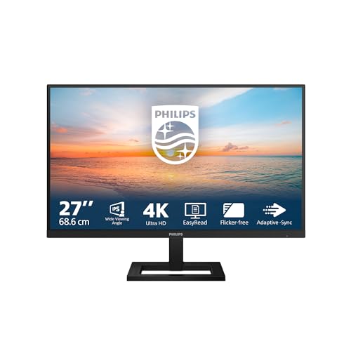 Philips 27E1N1900AE Monitor 27" UHD, WLED, 60Hz, IPS, 4 ms GtG, HDR10, Adaptive Sync., Altavoces, Altura Ajustable (3840x2160, 2X HDMI 2.0, USB-C) Negro