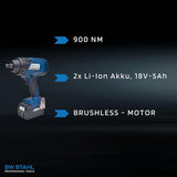 SW-Stahl Atornillador de impacto inalámbrico S3300, 1 pulgada, 900 Nm, 18 V, para cambio de neumáticos