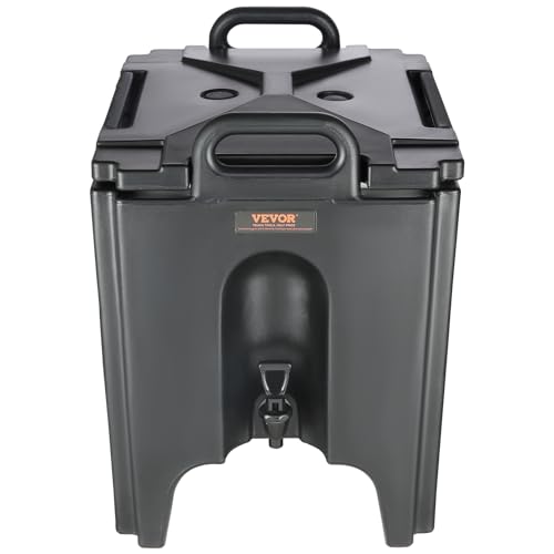 VEVOR Dispensador de Bebidas Aislado Dispensador de Agua Fría y Caliente No Eléctrico 37,6 L Almacenamiento de Alimentos de Acero Inoxidable Contenedor Aislado con Grifo Portátil para Camping Catering