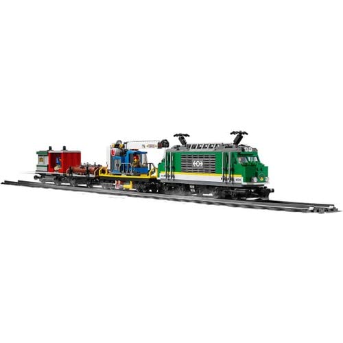 LEGO City Tren de Mercancías con Vehículo Teledirigido - Camión de Juguete, Carretilla Elevadora, 32 Piezas de Vía y & Minifiguras - Regalo para Niños y Niñas de 6+ Años 60198