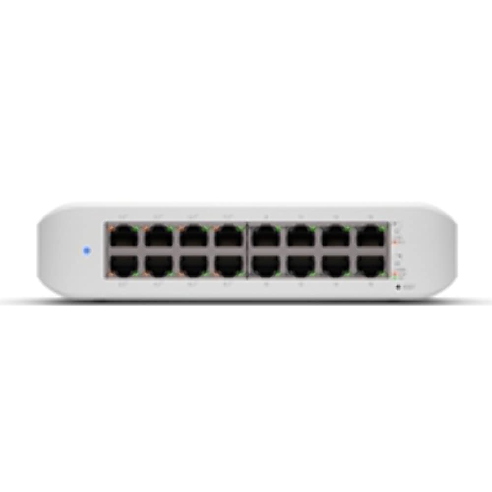 Ubiquiti - Conmutador UniFi (USW-Lite-16-PoE, 16 Puertos Gigabit Ethernet, 8 Puertos PoE+, Montaje en Pared)