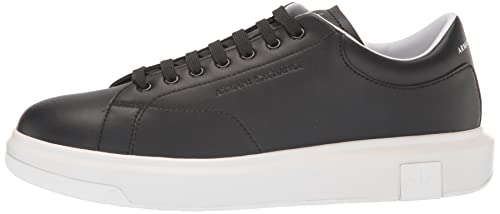 Armani Exchange Hombre Venice con Logotipo en Relieve Zapatillas, Negro, 46 EU