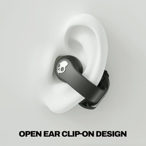 Skullcandy Push 720 Open Auriculares Open Ear Inalámbricos Bluetooth, Impermeables, Diseño Ligero de Clip, 30 Horas de Autonomía, Bolsito de Carga Inalámbrica, Micrófono para iPhone Android - Negro