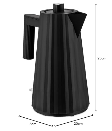 Alessi Plissé MDL06 B/UK - Hervidor Eléctrico de Design, en Resina Termoplástica, Enchufe Inglés 2400W, 170cl, Negro
