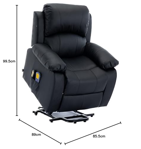 Astan Hogar Sillón Relax con Función Auto-Ayuda (Levanta Personas), Reclinación Eléctrica, Masaje Y Termoterapia, Modelo Ramón AH-AR30930NG, Negro,