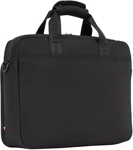 Tommy Hilfiger Maletín para portátil Hombre Repreve con correa para el hombro, Negro (Black), Talla Única