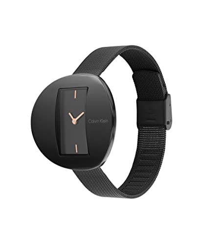 Calvin Klein Reloj Analógico de Cuarzo para Mujer Colección Circular Mesh con Correa de Malla de Acero Inoxidable Negra - 25200018