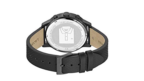 Lacoste Reloj Analógico de Cuarzo Multifunción para Hombre Colección LACOSTE.12.12 con Correa de Cuero Negra - 2010997
