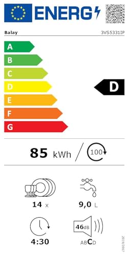 Balay Lavavajillas, Libre Instalación, 60 cm, Tercera Bandeja para Cubiertos, Motor ExtraSilencio, Home Connect, Acero Inoxidable Antihuellas, 3VS5331IP