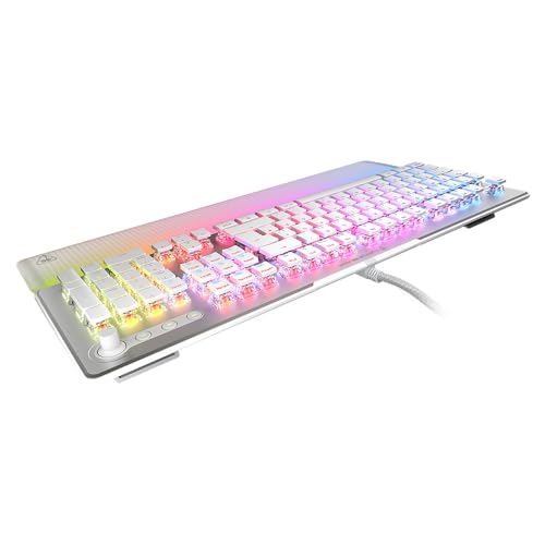 Turtle Beach Vulcan II MAX - Teclado mecánico óptico para PC - Iluminación RGB Personalizable - Reposamuñecas - Interruptor Lineal Titan II - Placa de Aluminio - Blanco