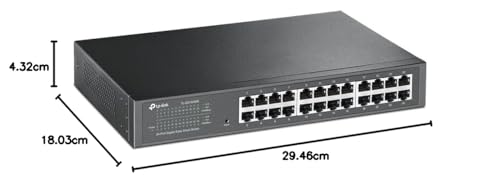 TP-Link TL-SG1024DE - Gigabit Ethernet Switch de 24 Puertos (Easy Smart Managed, Plus no gestionado, Plug and Play, Escritorio, Montaje en Bastidor, Metal, Sin Ventilador, Vida Útil Limitada)