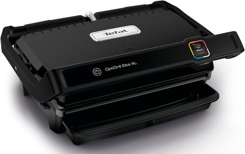 Tefal OptiGrill Elite XL GC760812 - Barbacoa de contacto con 16 programas, pantalla digital con indicador de cocción, placas XL desmontables, parrilla eléctrica, color negro