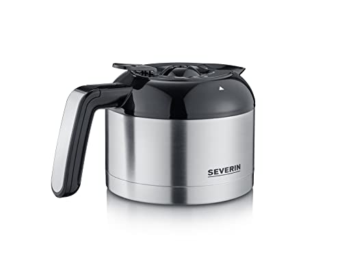 SEVERIN - Cafetera de goteo con molinillo hasta 10 tazas, Cafetera de filtro / Cafetera americana con jarra de cristal de 1l, con pantalla LED con temporizador, Acero inoxidable / Negro, KA 4814