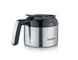 SEVERIN - Cafetera de goteo con molinillo hasta 10 tazas, Cafetera de filtro / Cafetera americana con jarra de cristal de 1l, con pantalla LED con temporizador, Acero inoxidable / Negro, KA 4814