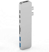 Hyper Pro - 8 en 2 con 8 HDMI 4K USB 3.0 USB-C Mini DisplayPort y Lector de Tarjetas SD y Micro SD - Plata