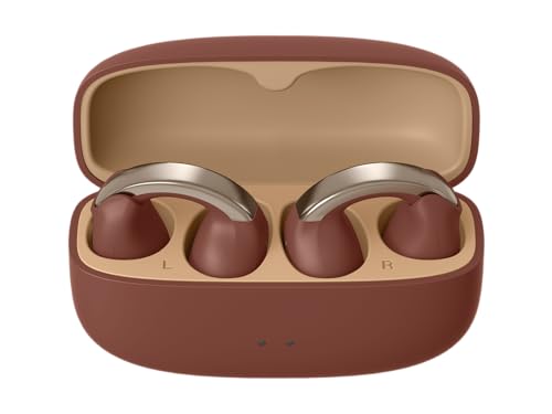 JVC Auriculares Inalámbricos Bluetooth | 24h de Batería y Carga Rápida | Oido Abierto | Ligeros y Resistentes al Agua | Deportivos con IPX4 y Control Táctil - HA-NP1T Granate