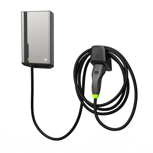 Green Cell GC HabuDen Wallbox 22 kW 32 A 5 m Type 2 Charging Cable Intelligent EV Charging Station with GC App Bluetooth WiFi Compatible with All Electric Cars Electric Car Home Charging with 22 kW /