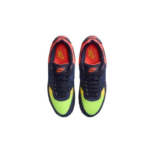 NIKE Air MAX 90, Sneaker Hombre, Lemon Venom Blackened Blue Hyper Crimson, 42.5 EU
