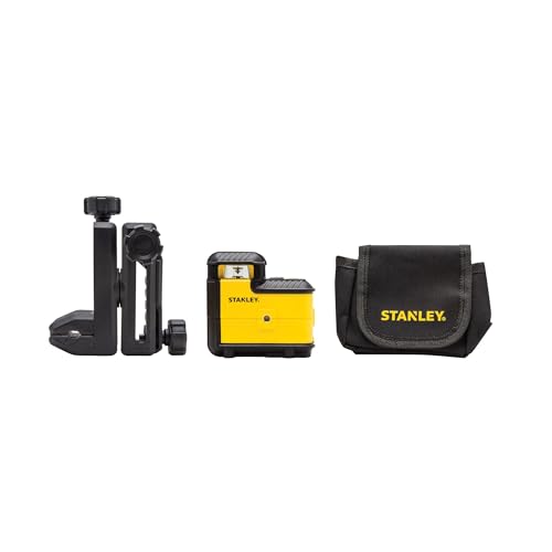 STANLEY Nivel Láser Línea 360° y Línea Vertical, Luz Verde, IP50 Impermeable, Rosca Doble 1/4", Alcance 25m, Precisión +/- 4mm, Revestimiento Reforzado, Bloqueo de Péndulo, STHT77594-1