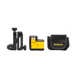 STANLEY Nivel Láser Línea 360° y Línea Vertical, Luz Verde, IP50 Impermeable, Rosca Doble 1/4", Alcance 25m, Precisión +/- 4mm, Revestimiento Reforzado, Bloqueo de Péndulo, STHT77594-1