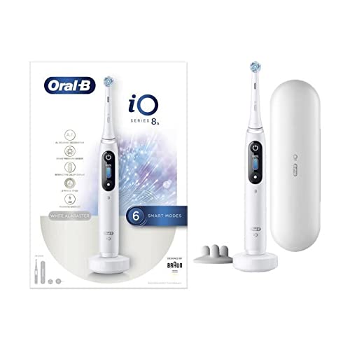 Oral-B iO – 8S – Go Electric – Cepillo eléctrico recargable, 1 cepillo blanco con tecnología magnética, pantalla a colores, 1 cabezal y 1 funda de viaje Premium