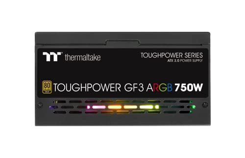 Thermaltake Toughpower GF 3 ARGB 750W | PC ATX 3.0 Power Supply | PCIe Gen 5.0 | 80-Plus-Gold | Fully Modular | Quiet 140 Fan | EU Certified | Black