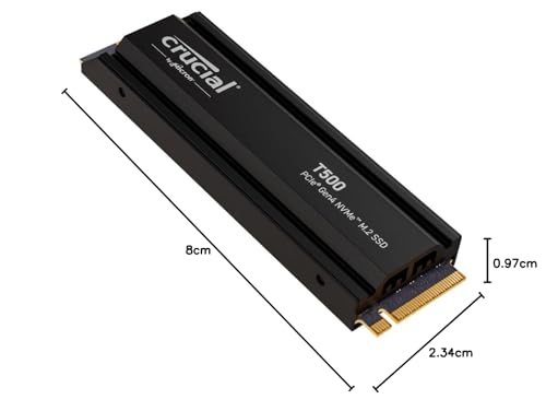 Crucial T500 SSD 1TB PCIe Gen4 NVMe M.2 PS5 SSD Interno Gaming con Disipador, hasta 7300 MB/s, Compatible Playstation 5, TLC NAND, Ordenador Portátil y de Sobremesa, Disco Duro SSD - CT1000T500SSD5