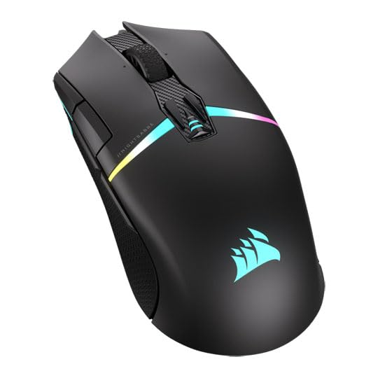 Corsair NIGHTSABRE WIRELESS RGB FPS/MOBA Ratón para Juegos - 26,000 DPI - 11 Botones Programables - Batería Hasta 100hrs - Compatible con iCUE - PC, PS5, PS4, Xbox - Negro