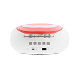 Mooov 477409 - Radio CD FM, Efectos Luminosos, función inalámbrica, USB, Pantalla LED, función Karaoke con Micro AUX-IN, Blanco y Rosa