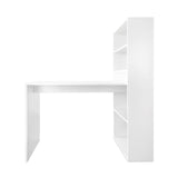 Mattfy - Mesa de Escritorio Multifuncional con Estantería Integrada, Acabado en Blanco, Ideal para Espacios de Trabajo y Estudio, Medidas: 122 cm (Ancho) x 53,2 cm (Fondo) x 140 cm (Alto)