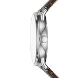Fossil Reloj para hombre Copeland 42mm, movimiento de cuarzo, caja de 42mm de acero inoxidable plateado con correa de piel, FS5663